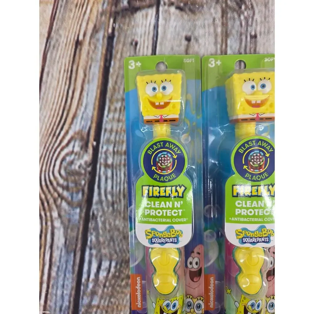 Firefly Spongebob Electric Toothbrush Set of 2 Soft Age 3+ NEW Clean & Protect